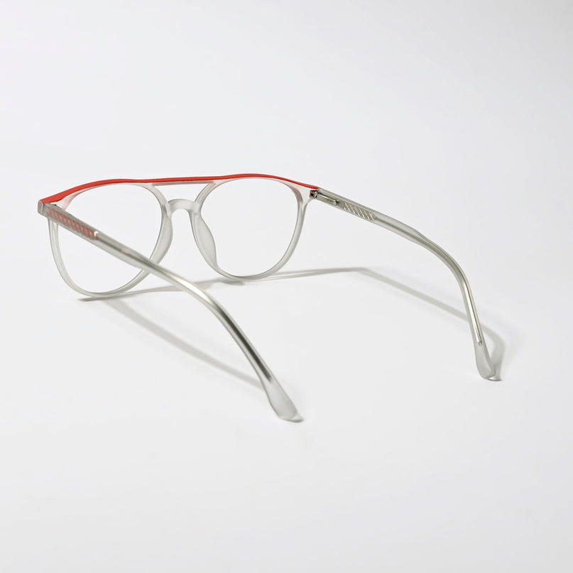 Eyejack Swift Grey & Red Oval Eyeglasses for Men & Women (MB23002CL141-C6)