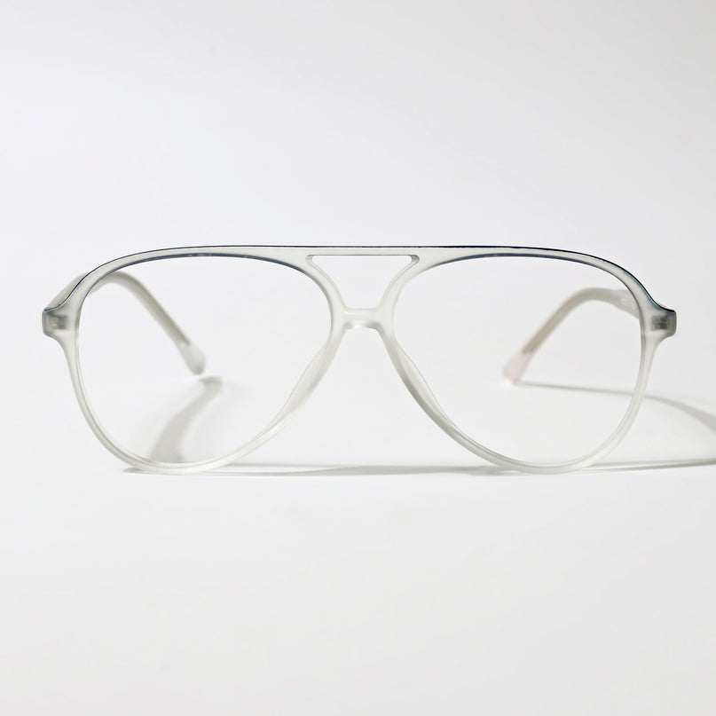 Eyejack Swift Matt Transparent & Blue Aviator Eyeglasses for Men & Women (MB23005CL162-C3)