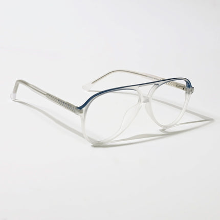 Eyejack Swift Matt Transparent & Blue Aviator Eyeglasses for Men & Women (MB23005CL162-C3)