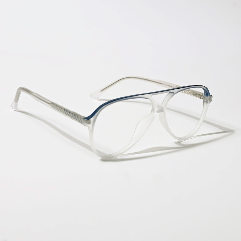 Eyejack Swift Matt Transparent & Blue Aviator Eyeglasses for Men & Women (MB23005CL162-C3)