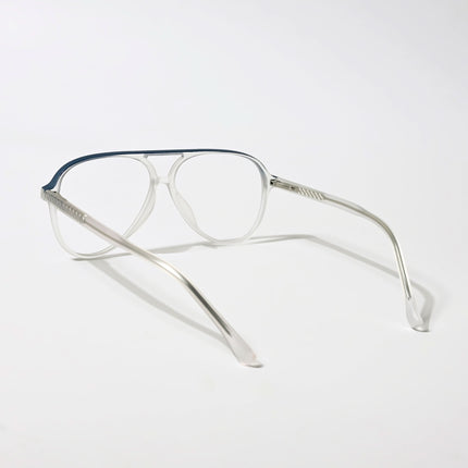 Eyejack Swift Matt Transparent & Blue Aviator Eyeglasses for Men & Women (MB23005CL162-C3)