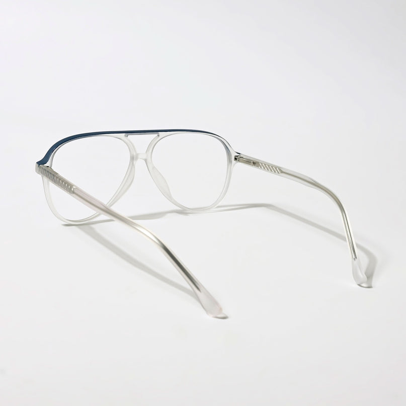 Eyejack Swift Matt Transparent & Blue Aviator Eyeglasses for Men & Women (MB23005CL162-C3)