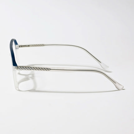 Eyejack Swift Matt Transparent & Blue Aviator Eyeglasses for Men & Women (MB23005CL162-C3)