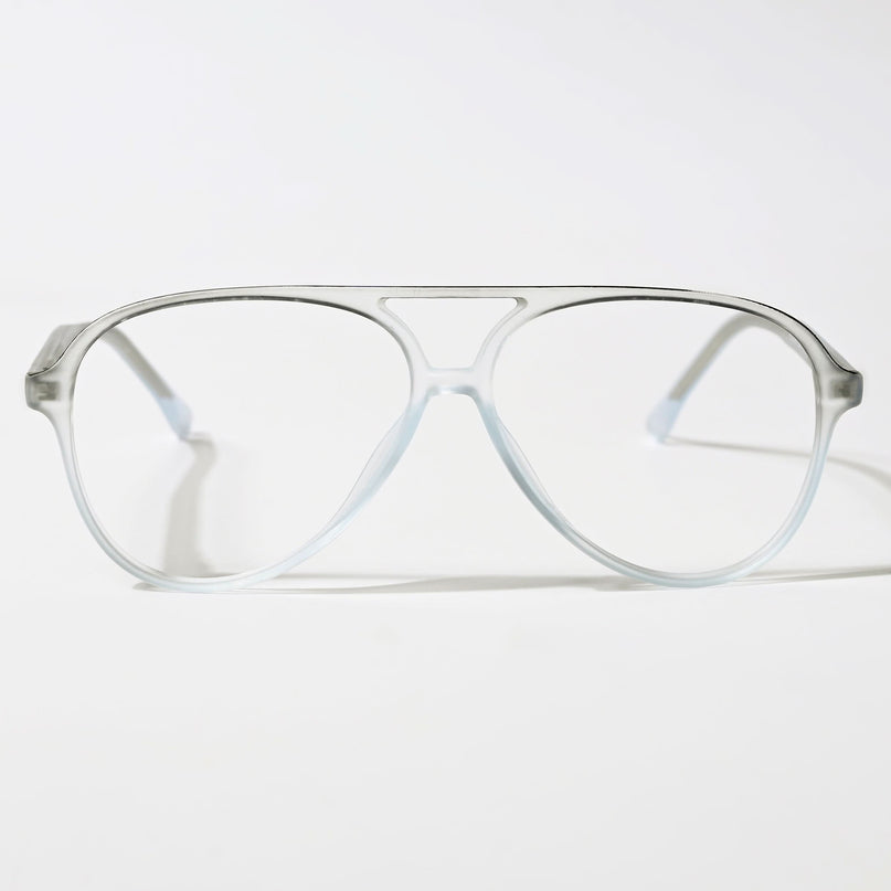 Eyejack Swift Transparent Blue & Black Aviator Eyeglasses for Men & Women (MB23005CL166-C7)