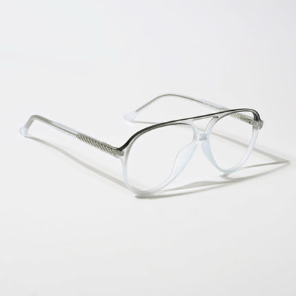 Eyejack Swift Transparent Blue & Black Aviator Eyeglasses for Men & Women (MB23005CL166-C7)