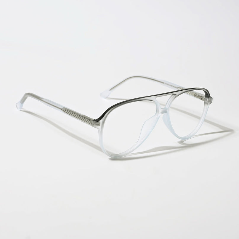 Eyejack Swift Transparent Blue & Black Aviator Eyeglasses for Men & Women (MB23005CL166-C7)