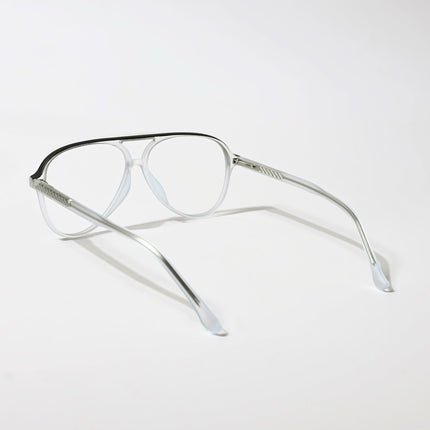 Eyejack Swift Transparent Blue & Black Aviator Eyeglasses for Men & Women (MB23005CL166-C7)