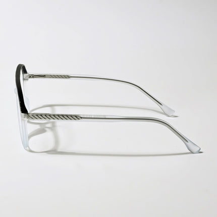 Eyejack Swift Transparent Blue & Black Aviator Eyeglasses for Men & Women (MB23005CL166-C7)
