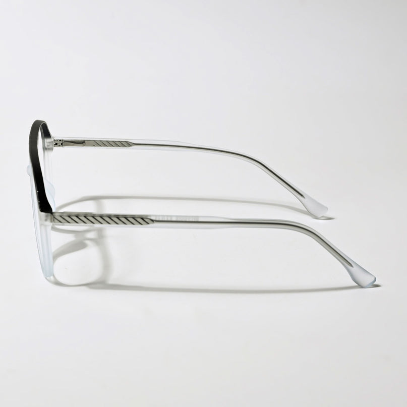 Eyejack Swift Transparent Blue & Black Aviator Eyeglasses for Men & Women (MB23005CL166-C7)