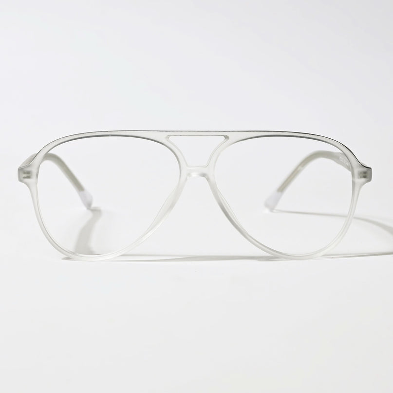 Eyejack Swift Matt Transparent & Grey Aviator Eyeglasses for Men & Women (MB23005CL161-C2)