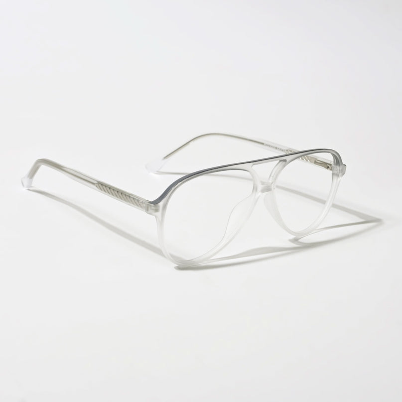 Eyejack Swift Matt Transparent & Grey Aviator Eyeglasses for Men & Women (MB23005CL161-C2)