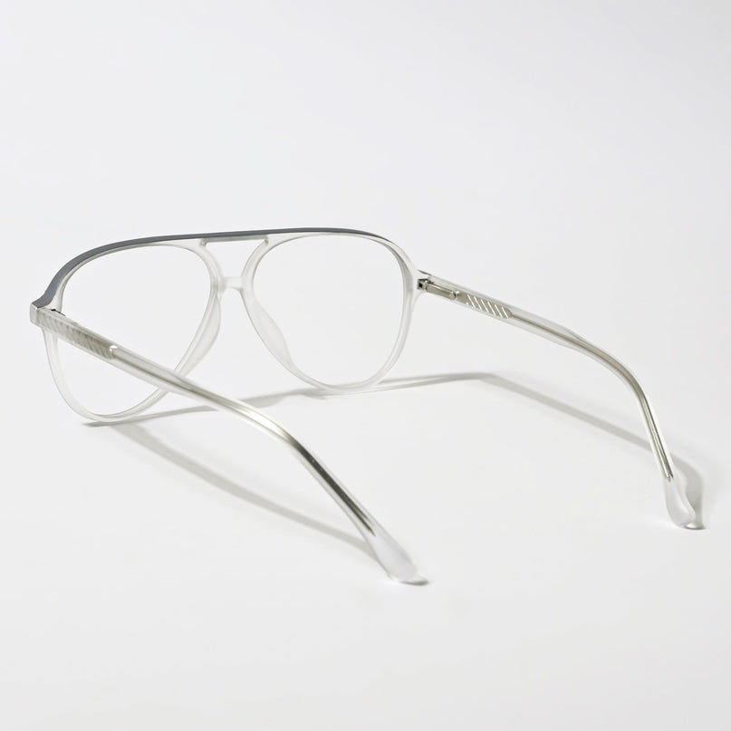 Eyejack Swift Matt Transparent & Grey Aviator Eyeglasses for Men & Women (MB23005CL161-C2)