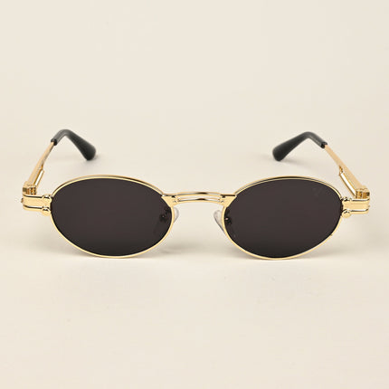 Bob | Golden Oval Sunglasses | Black Lens - MG5182