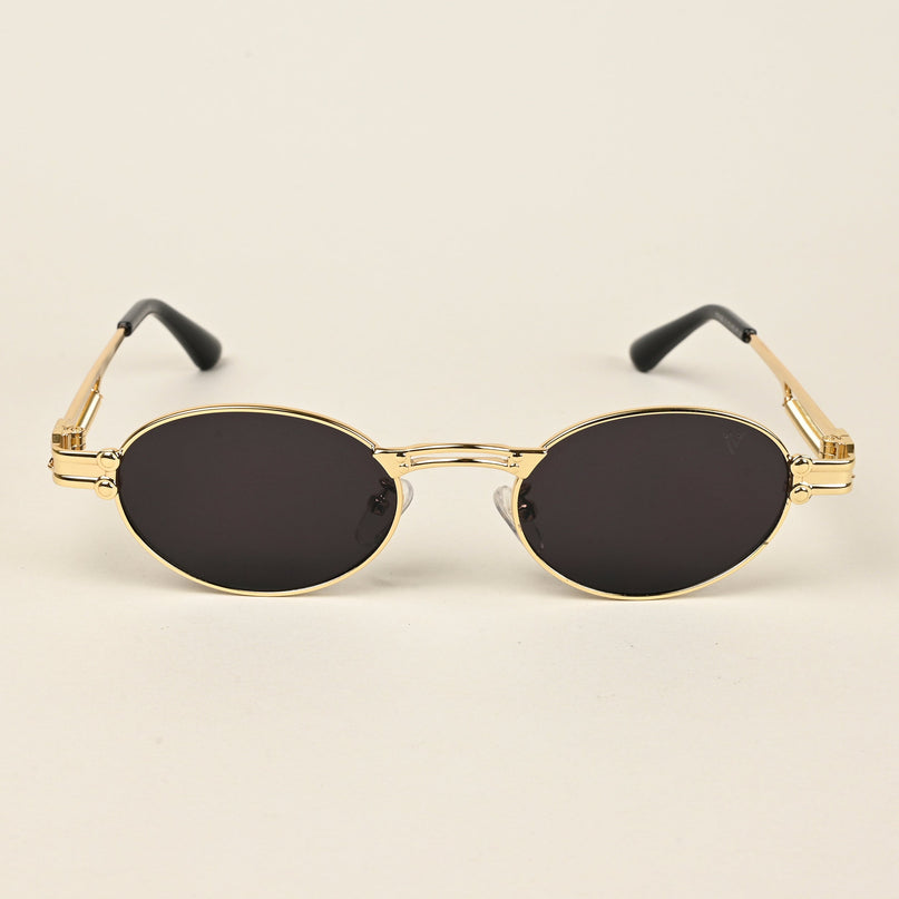 Bob | Golden Oval Sunglasses | Black Lens - MG5182