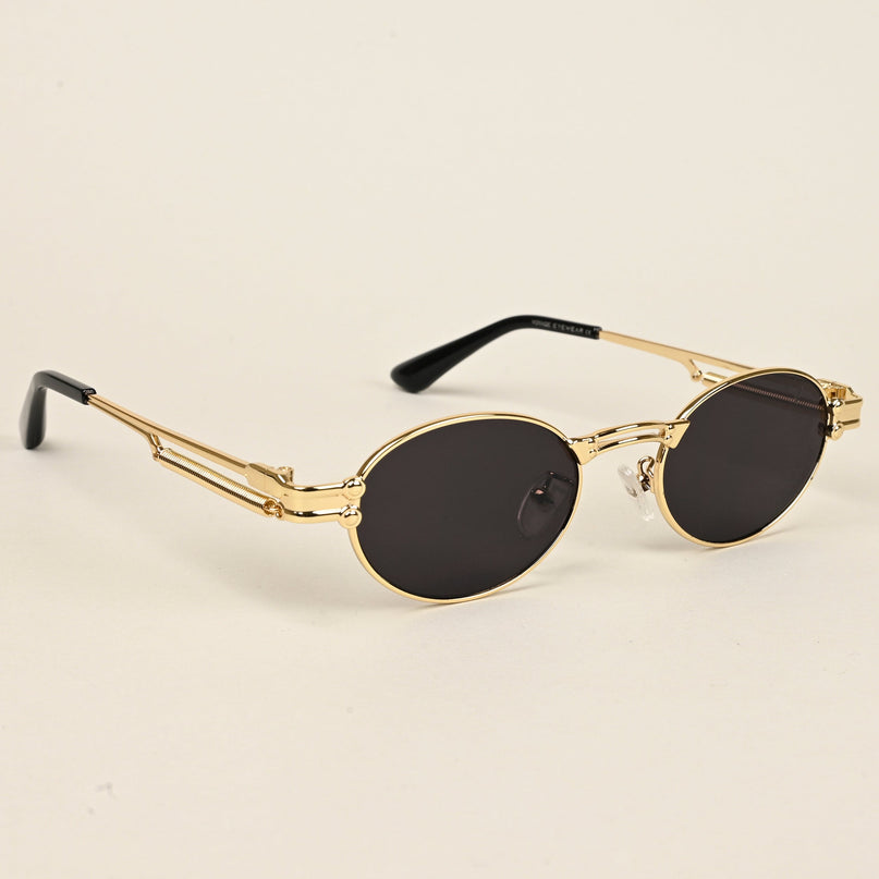 Bob | Golden Oval Sunglasses | Black Lens - MG5182