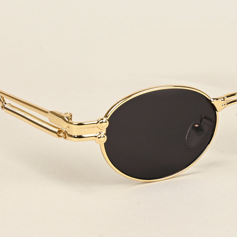 Bob | Golden Oval Sunglasses | Black Lens - MG5182