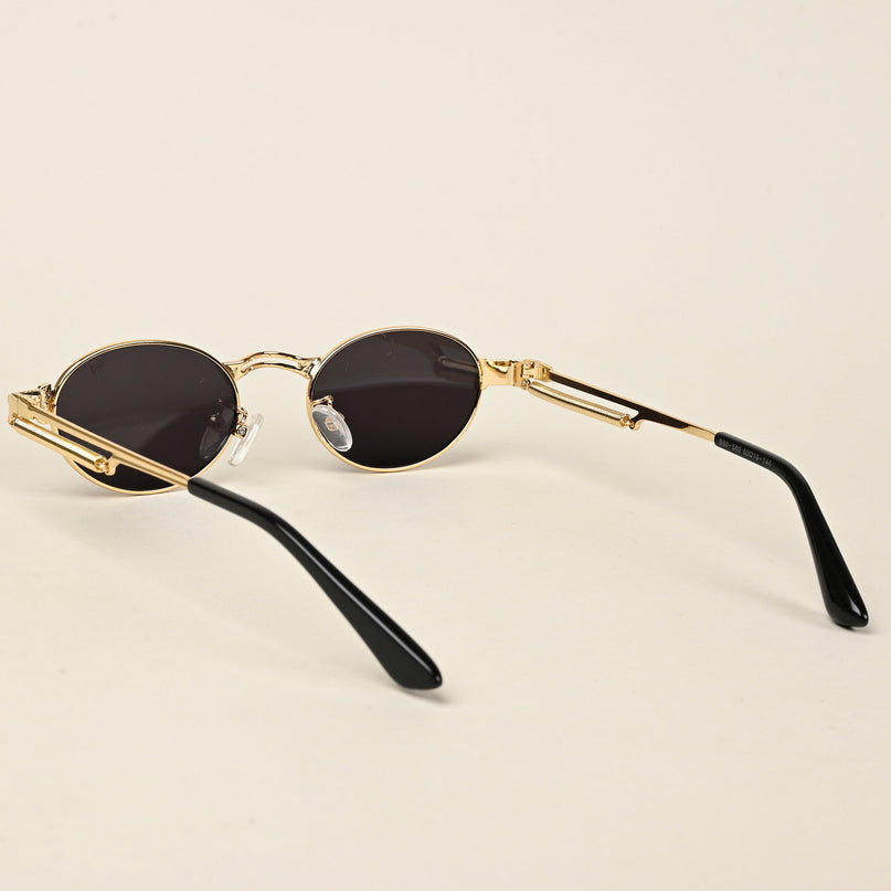 Bob | Golden Oval Sunglasses | Black Lens - MG5182