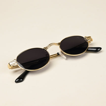 Bob | Golden Oval Sunglasses | Black Lens - MG5182