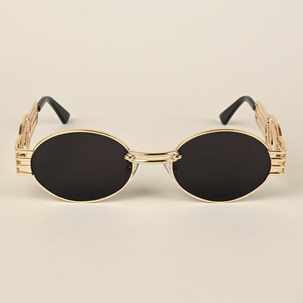 Viper | Oval Sunglasses (Black Lens | Golden Frame  - MG5188)