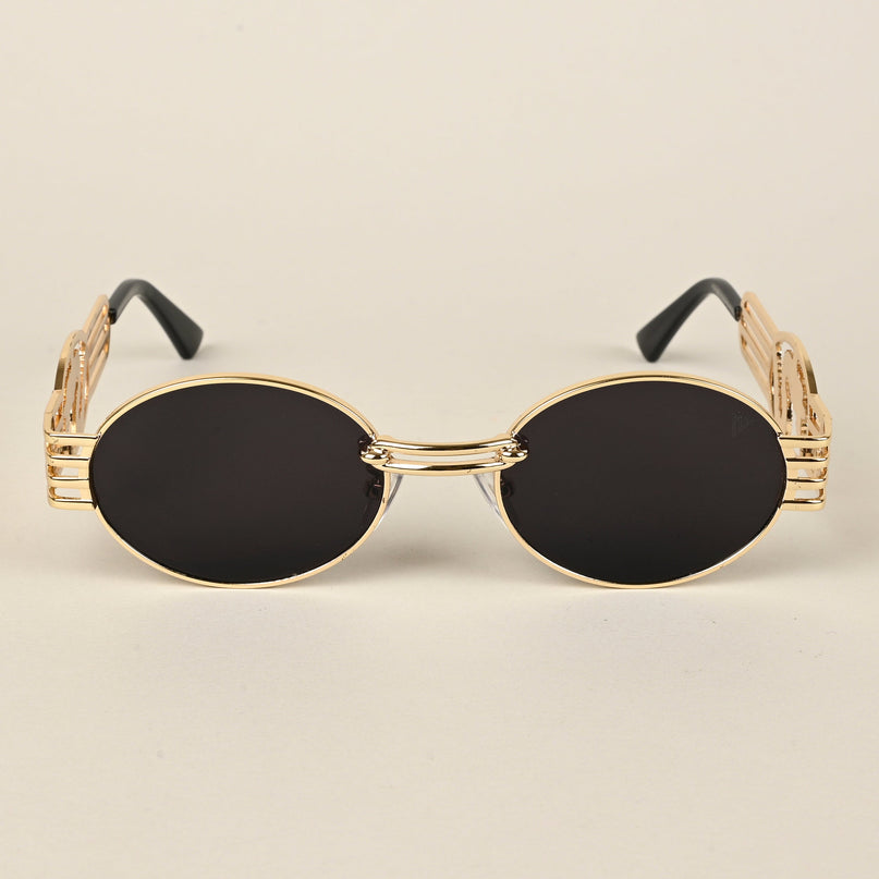 Viper | Oval Sunglasses (Black Lens | Golden Frame  - MG5188)