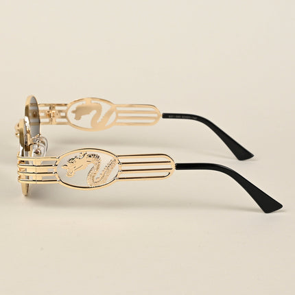 Viper | Oval Sunglasses (Black Lens | Golden Frame  - MG5188)