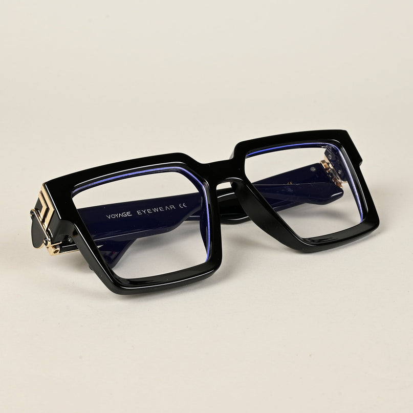 Voyage Exclusive Shine Black & Golden Wayfarer Eyeglasses for Men & Women - MG5173-C1