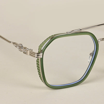 Voyage Green & Silver Wayfarer Eyeglasses for Men & Women - MG5170-C5