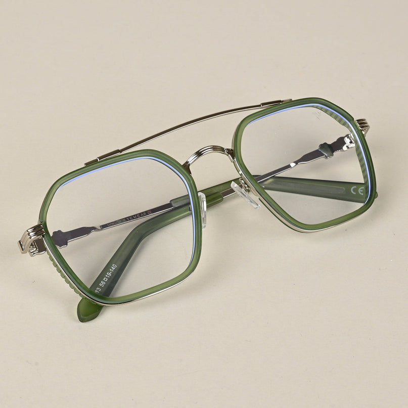 Voyage Green & Silver Wayfarer Eyeglasses for Men & Women - MG5170-C5