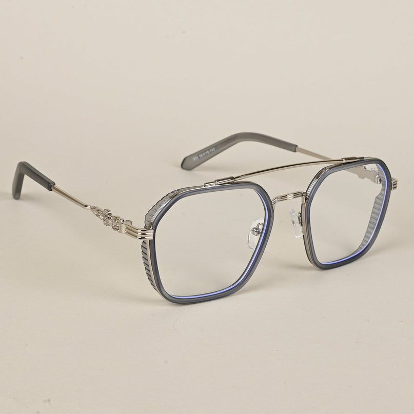 Voyage Grey & Silver Wayfarer Eyeglasses for Men & Women - MG5168-C3