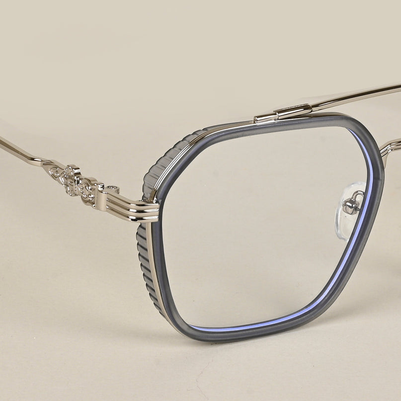 Voyage Grey & Silver Wayfarer Eyeglasses for Men & Women - MG5168-C3