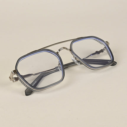 Voyage Grey & Silver Wayfarer Eyeglasses for Men & Women - MG5168-C3