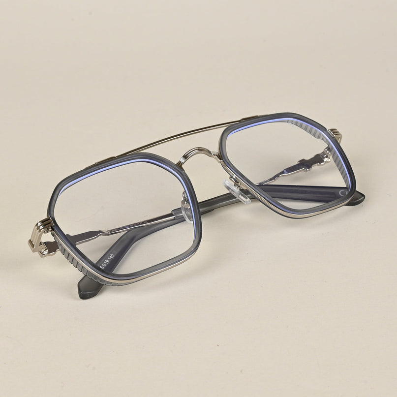 Voyage Grey & Silver Wayfarer Eyeglasses for Men & Women - MG5168-C3