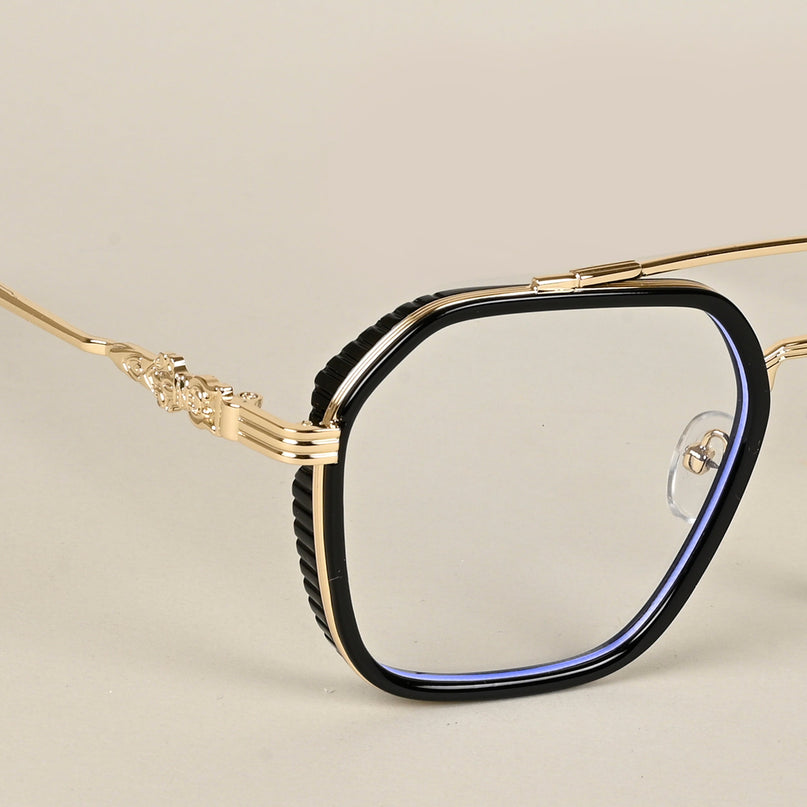 Voyage Black & Golden Wayfarer Eyeglasses for Men & Women - MG5166-C1