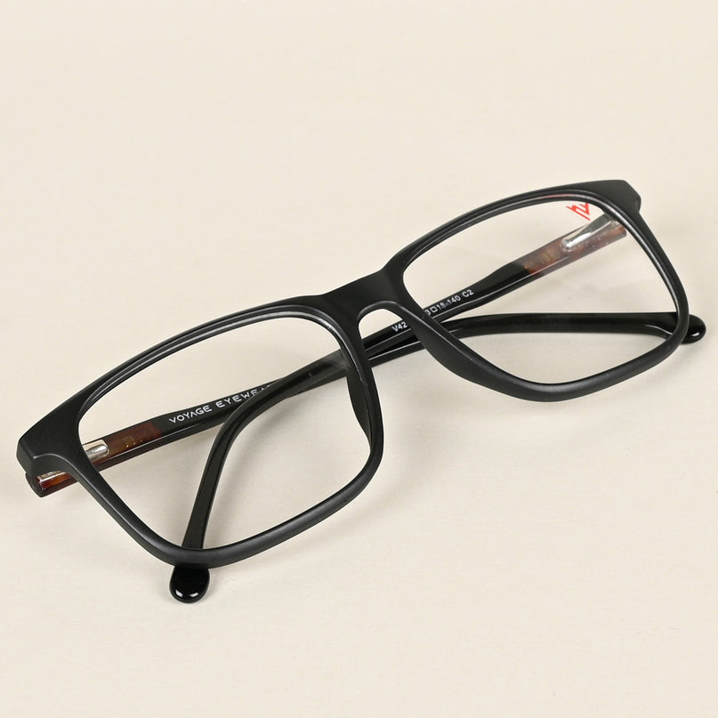 Voyage Matt Black Square Eyeglasses for Men & Women - MG4773-C2