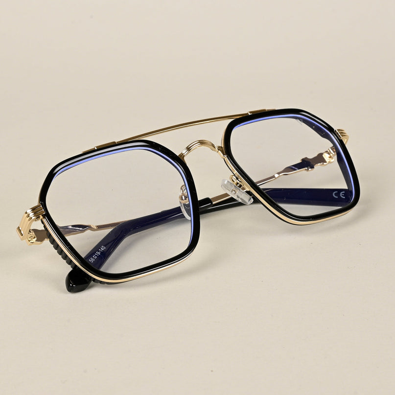 Voyage Black & Golden Wayfarer Eyeglasses for Men & Women - MG5166-C1