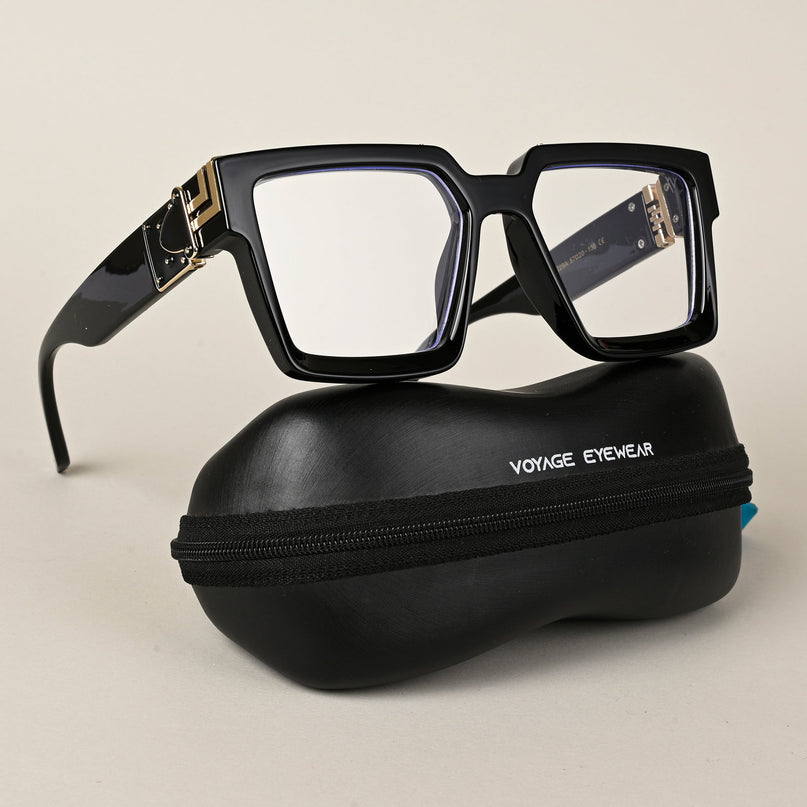 Voyage Exclusive Shine Black & Golden Wayfarer Eyeglasses for Men & Women - MG5173-C1