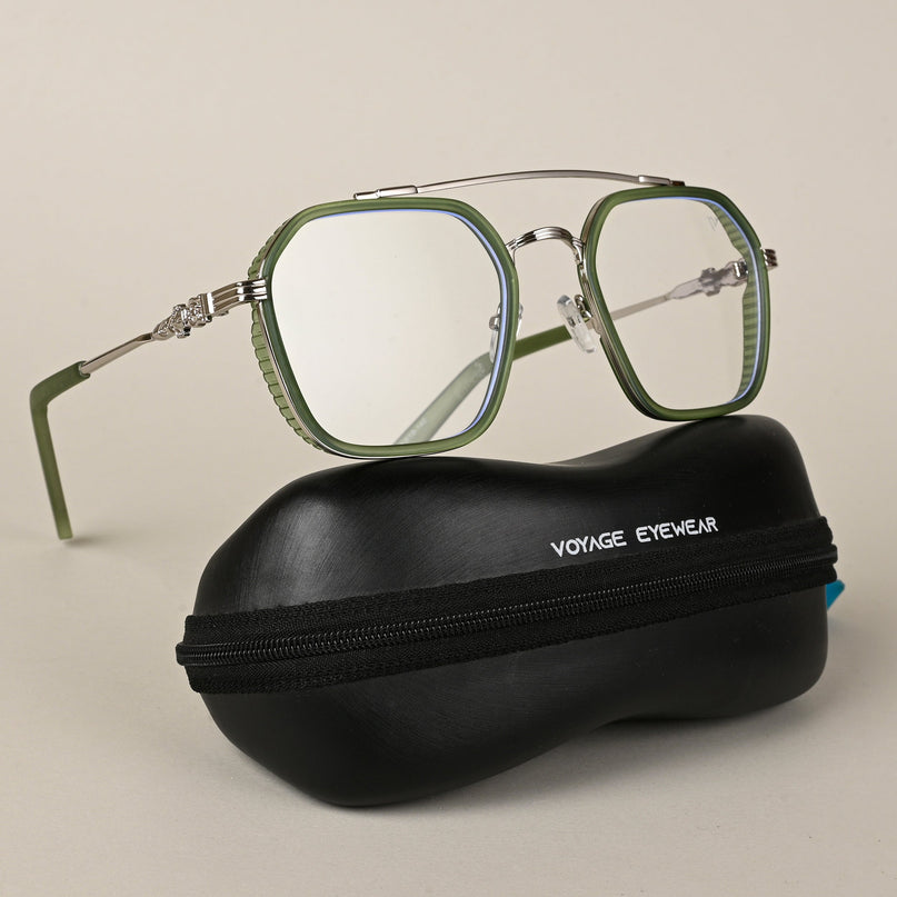 Voyage Green & Silver Wayfarer Eyeglasses for Men & Women - MG5170-C5