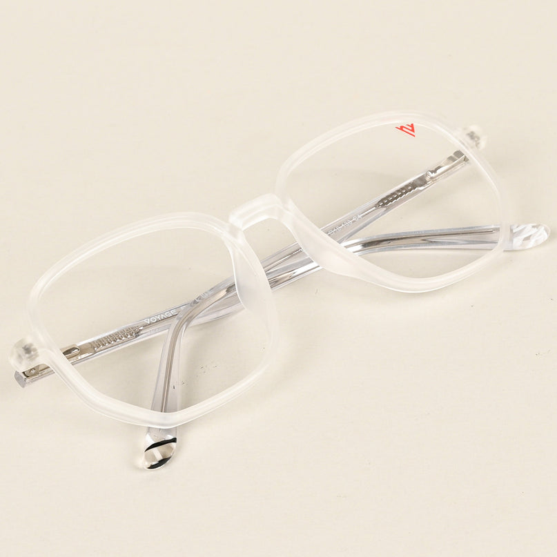 Voyage Transparent & Grey Geometric Eyeglasses for Men & Women - MG4799-C7