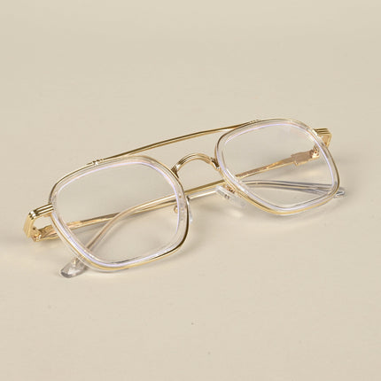 Voyage Golden & Transparent Wayfarer Eyeglasses for Men & Women - MG5087-C2