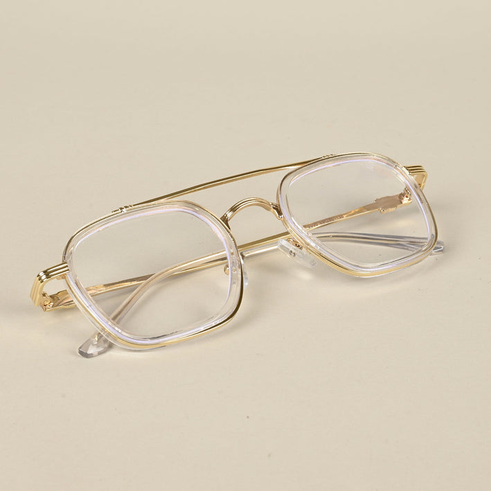 Voyage Golden & Transparent Wayfarer Eyeglasses for Men & Women - MG5087-C2