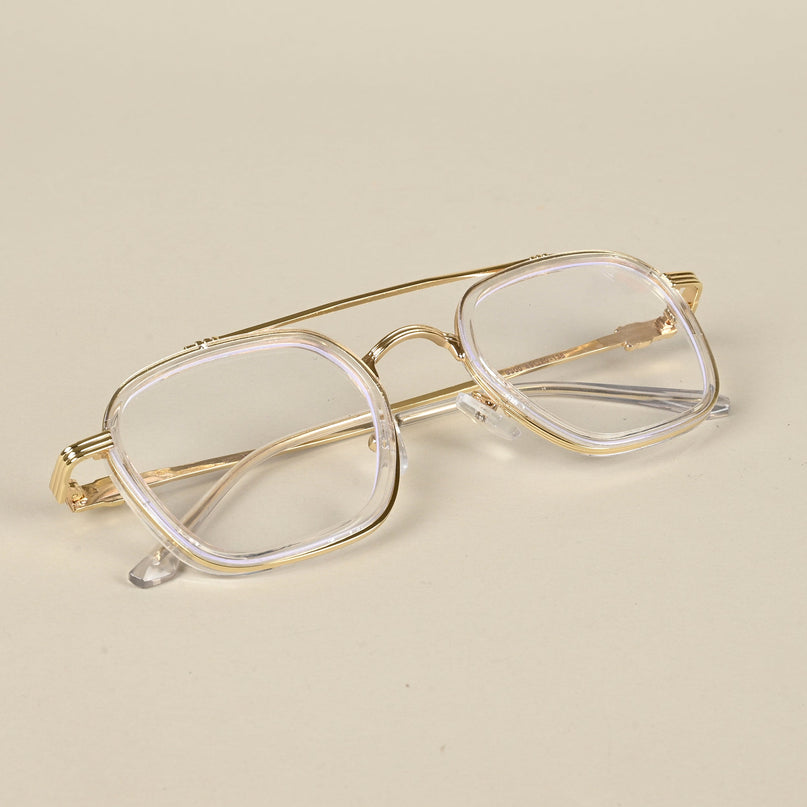 Voyage Golden & Transparent Wayfarer Eyeglasses for Men & Women - MG5087-C2