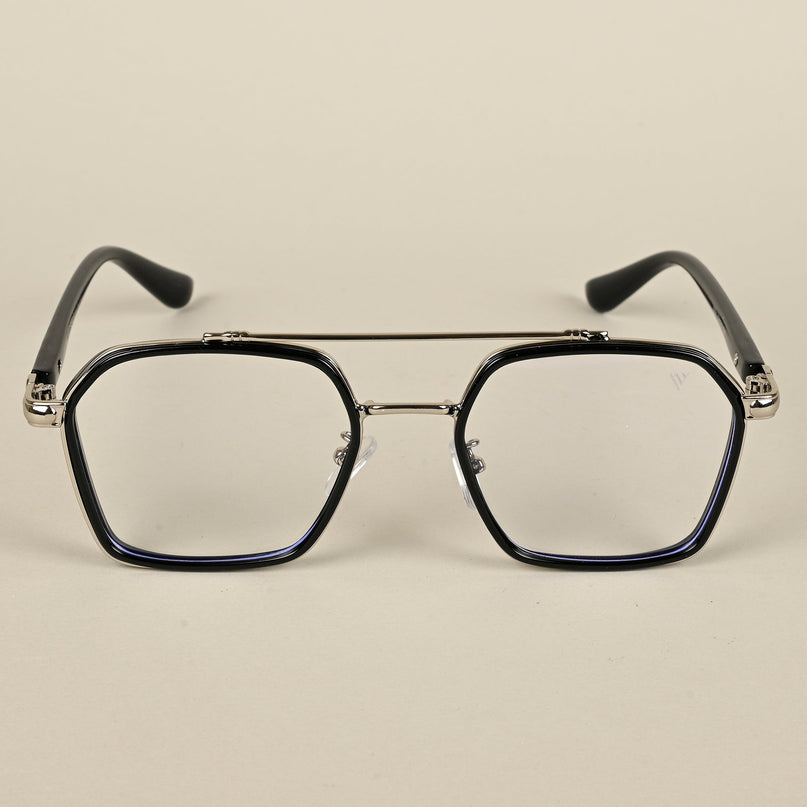 Voyage Silver & Black Wayfarer Eyeglasses for Men & Women - MG5089-C2