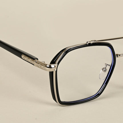 Voyage Silver & Black Wayfarer Eyeglasses for Men & Women - MG5089-C2