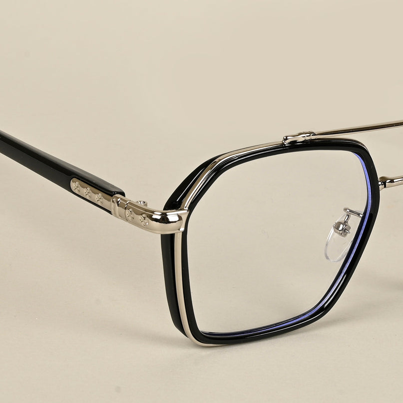 Voyage Silver & Black Wayfarer Eyeglasses for Men & Women - MG5089-C2