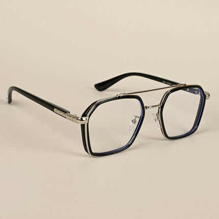 Voyage Silver & Black Wayfarer Eyeglasses for Men & Women - MG5089-C2