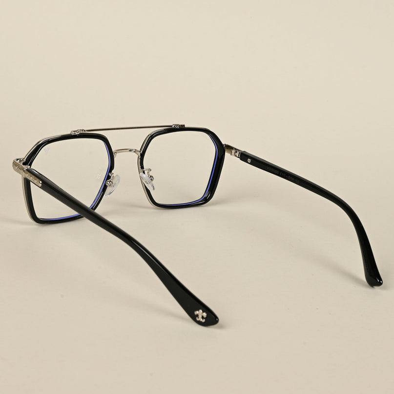 Voyage Silver & Black Wayfarer Eyeglasses for Men & Women - MG5089-C2
