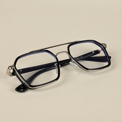 Voyage Silver & Black Wayfarer Eyeglasses for Men & Women - MG5089-C2