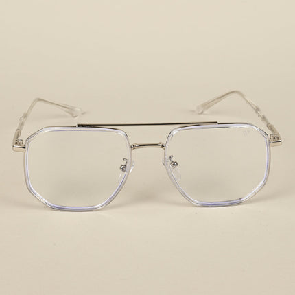 Voyage Silver & Transparent Wayfarer Eyeglasses for Men & Women - MG5094-C3