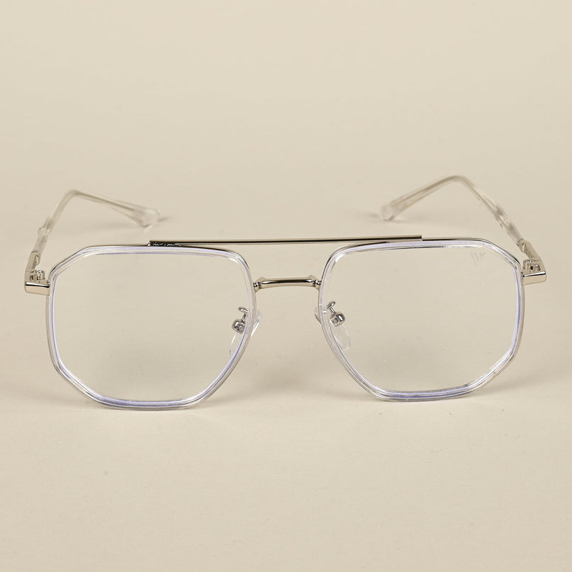 Voyage Silver & Transparent Wayfarer Eyeglasses for Men & Women - MG5094-C3