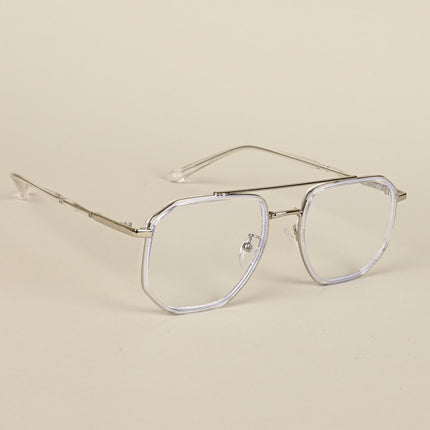 Voyage Silver & Transparent Wayfarer Eyeglasses for Men & Women - MG5094-C3